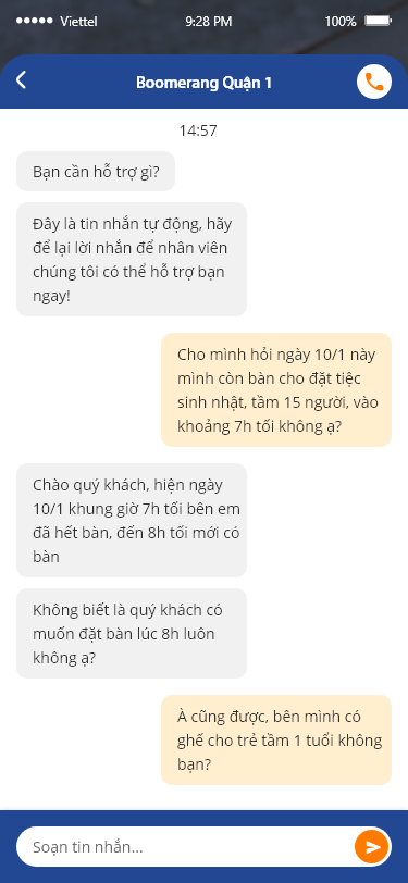 App nhà hàng lĩnh vực FnB